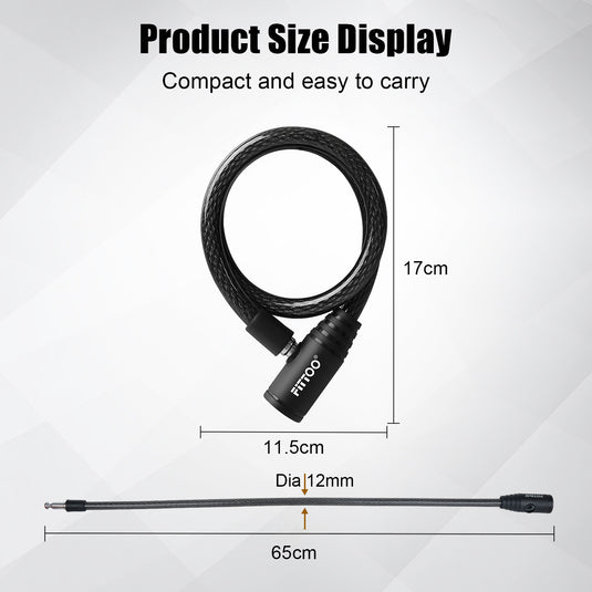 Bike Cable Lock Bicycle Security Lock 2 Keys