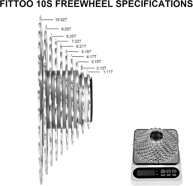 Load image into Gallery viewer, FITTOO Bike Multi Speed Cassette, 8speed, 9speed,10speed, 11speed, 12speed, Bicycle Indexed Freewheel, Light Weight, Compatible with Mountain Bike, Ebike.
