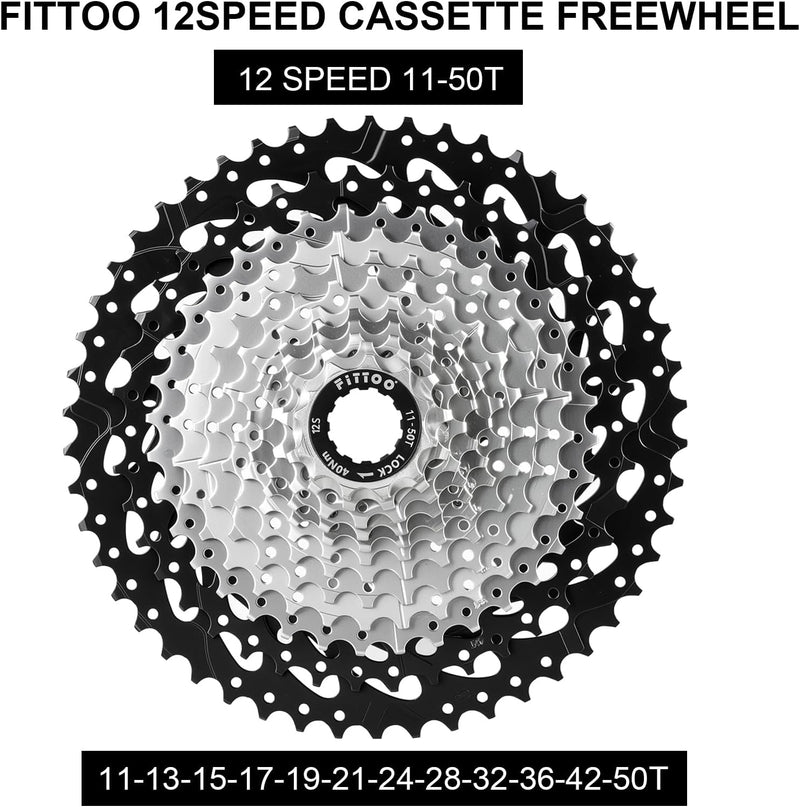 Load image into Gallery viewer, FITTOO Bike Multi Speed Cassette, 8speed, 9speed,10speed, 11speed, 12speed, Bicycle Indexed Freewheel, Light Weight, Compatible with Mountain Bike, Ebike.
