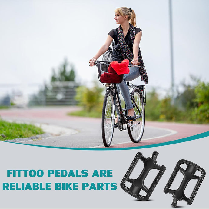 FITTOO Bike Pedal, Resin Plastic Bike Pedals, Axle 9/16in, Bicycle Pedals for MTB, Hybrid, City Bikes, Children Bikes, etc.