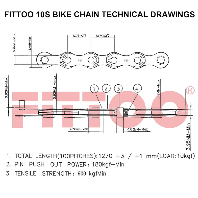 Load image into Gallery viewer, FITTOO Bike Chain,5/6/7/8speed Bicycle Chain, 1/2 x 3/32 Inch 116 Links, 9/10/11 Speed Bike Chain 1/2 x 11/128 Inch 116 Links,12 Speed Bike Chain 1/2 x 11/128 Inch 126 Links,Bicycle drivechain with Power Lock Chain Connector
