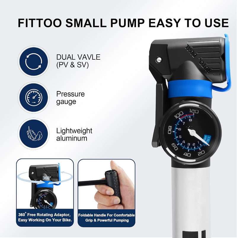 Load image into Gallery viewer, FITTOO Bike Pump, Frame Mount Mini Hand Pump Sports Ball Pump Multifunction
