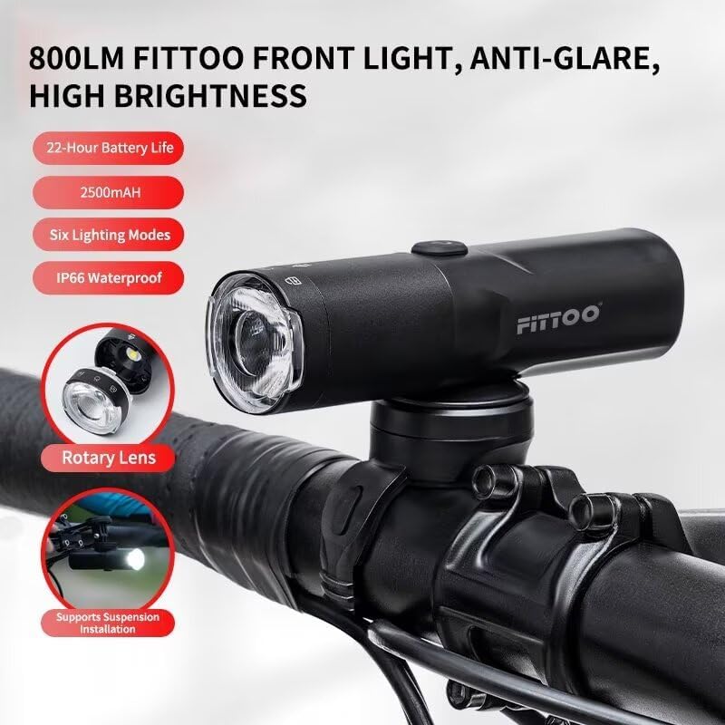 Load image into Gallery viewer, FITTOO Bike Light Set, USB Rechargeable Front &amp; Tail Lights, Waterproof, Safety
