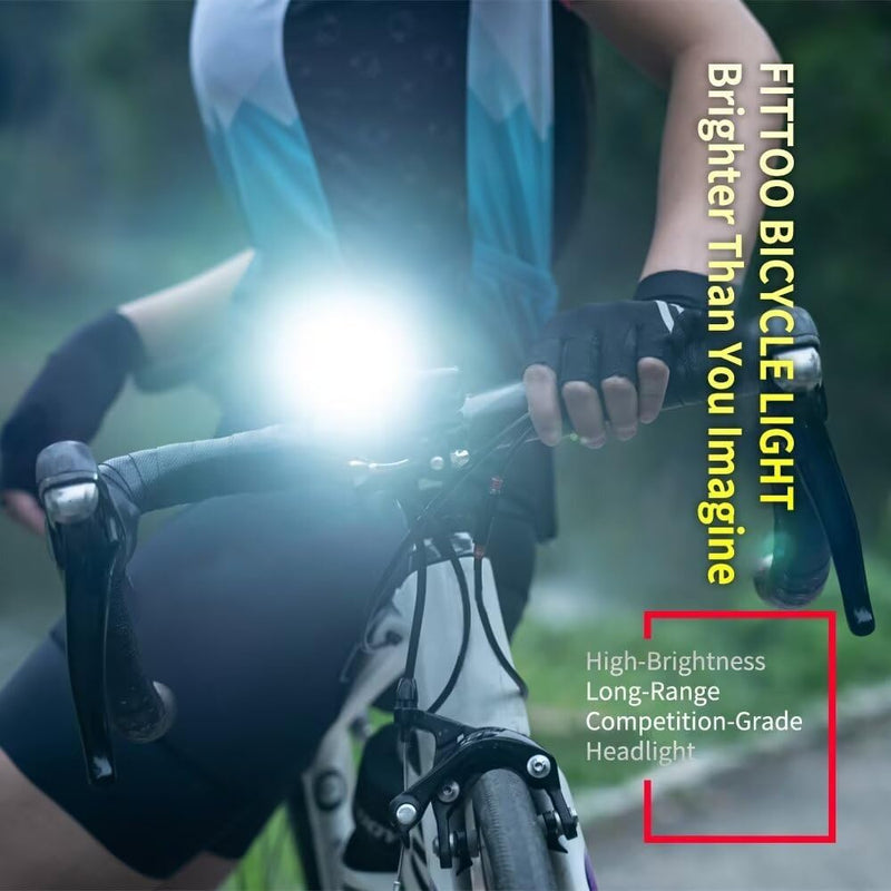 Load image into Gallery viewer, FITTOO Bike Light Set, USB Rechargeable Front &amp; Tail Lights, Waterproof, Safety
