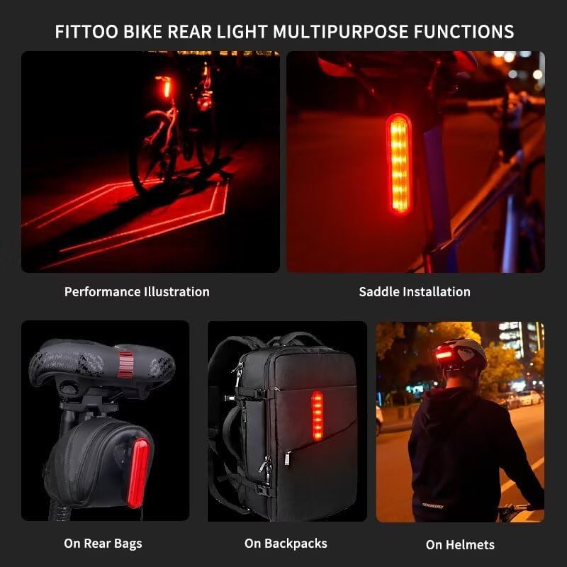 Load image into Gallery viewer, FITTOO Bike Light Set, USB Rechargeable Front &amp; Tail Lights, Waterproof, Safety
