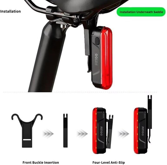 FITTOO Bike Light Set, USB Rechargeable Front & Tail Lights, Waterproof, Safety