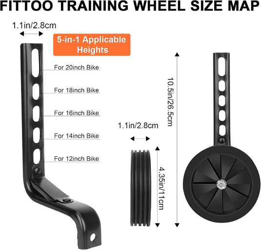 FITTOO Kids Bike 5-in-1 Adjustable Training Wheels for 12/14/16/18/20 inch Bikes