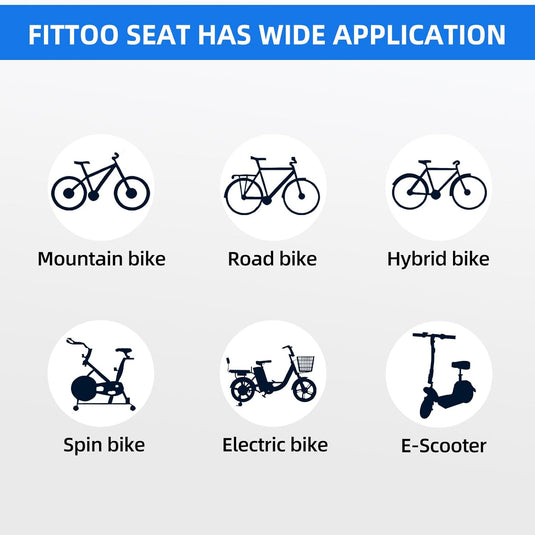 FITTOO Bicycle Large Thick Saddle Extra Ventilation,  Bike Seat Cushion with Fixing Clamp