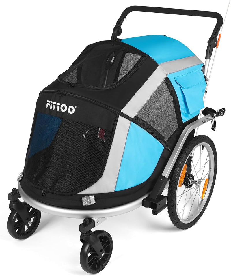 Load image into Gallery viewer, FITTOO Dog Bike Trailer, 2-in-1 Foldable Tow Behind Bike Pet Pram Trailers Large
