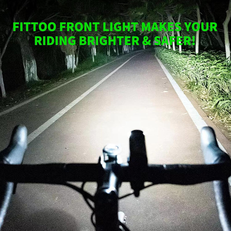 Load image into Gallery viewer, FITTOO Bike Light Set, USB Rechargeable Front &amp; Tail Lights, Waterproof, Safety
